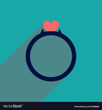 Flat icon with long shadow wedding ring vector image