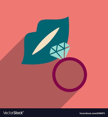 Flat icon with long shadow wedding ring vector image