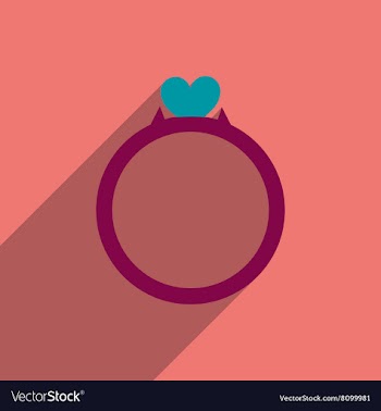 Flat icon with long shadow wedding ring vector image