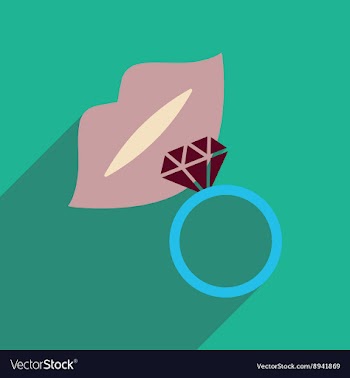 Flat icon with long shadow wedding ring vector image