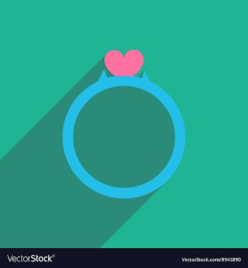 Flat icon with long shadow wedding ring vector image