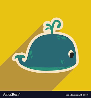 Flat icon with long shadow whale fountain vector image
