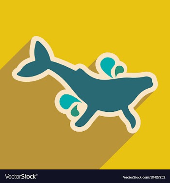 Flat icon with long shadow whale fountain vector image