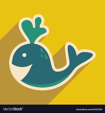 Flat icon with long shadow whale fountain vector image
