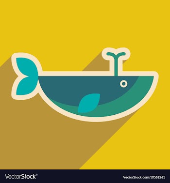 Flat icon with long shadow whale fountain vector image