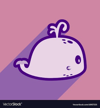 Flat icon with long shadow whale fountain vector image