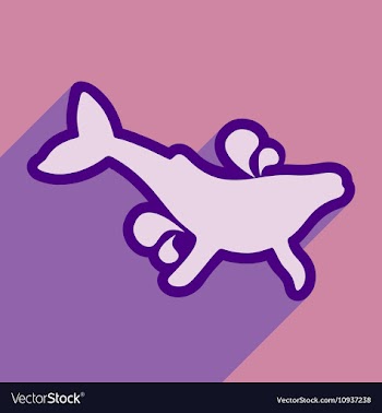 Flat icon with long shadow whale fountain vector image
