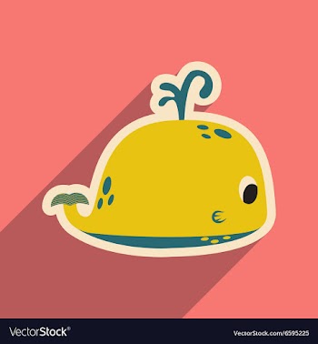 Flat icon with long shadow whale fountain vector image