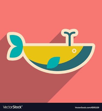 Flat icon with long shadow whale fountain vector image