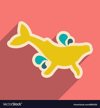 Flat icon with long shadow whale fountain vector image