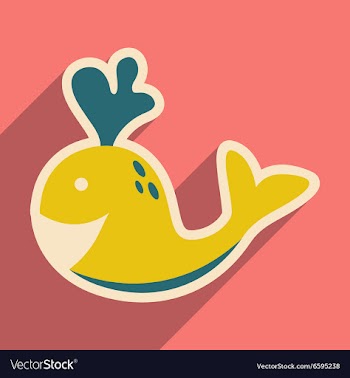 Flat icon with long shadow whale fountain vector image