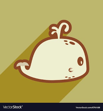 Flat icon with long shadow whale fountain vector image