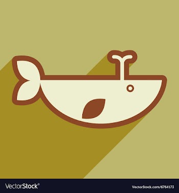 Flat icon with long shadow whale fountain vector image