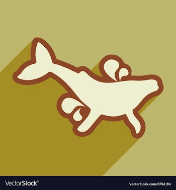 Flat icon with long shadow whale fountain vector image