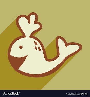 Flat icon with long shadow whale fountain vector image
