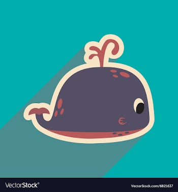 Flat icon with long shadow whale fountain vector image