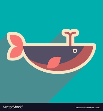 Flat icon with long shadow whale fountain vector image