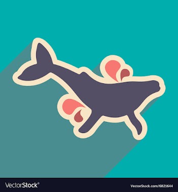 Flat icon with long shadow whale fountain vector image