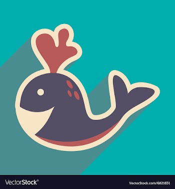 Flat icon with long shadow whale fountain vector image