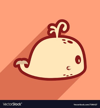 Flat icon with long shadow whale fountain vector image