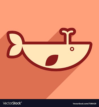 Flat icon with long shadow whale fountain vector image