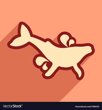 Flat icon with long shadow whale fountain vector image