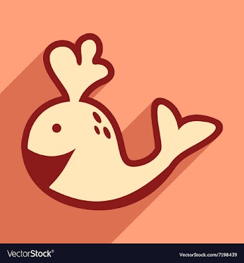 Flat icon with long shadow whale fountain vector image