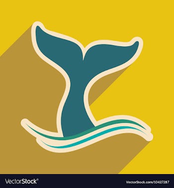 Flat icon with long shadow whale tail vector image