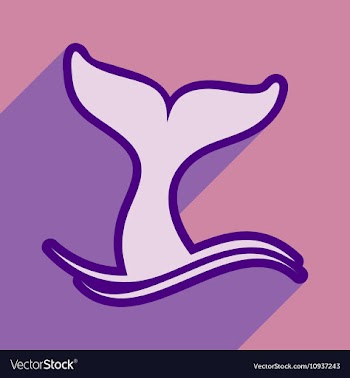 Flat icon with long shadow whale tail vector image