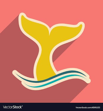 Flat icon with long shadow whale tail vector image