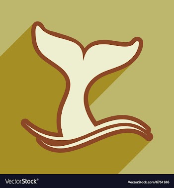Flat icon with long shadow whale tail vector image