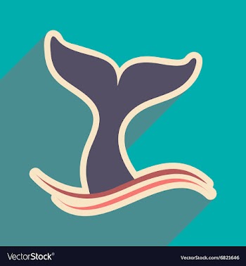 Flat icon with long shadow whale tail vector image