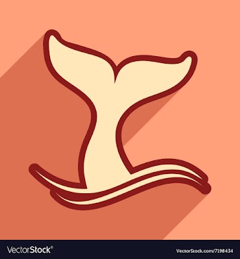 Flat icon with long shadow whale tail vector image