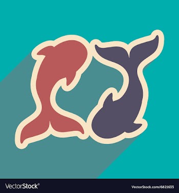 Flat icon with long shadow whales couple vector image