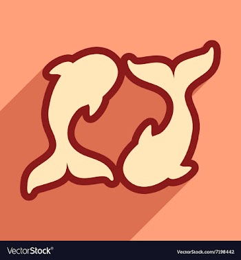 Flat icon with long shadow whales couple vector image