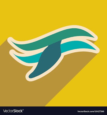 Flat icon with long shadow whales logo vector image