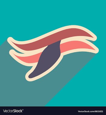 Flat icon with long shadow whales logo vector image