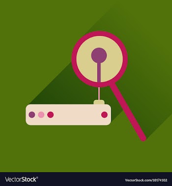 Flat icon with long shadow Wi fi modem vector image
