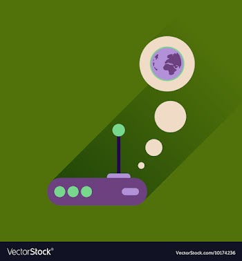 Flat icon with long shadow Wi fi modem vector image