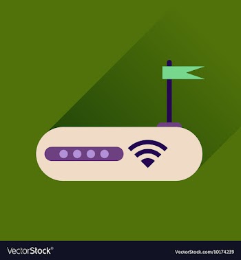 Flat icon with long shadow Wi fi modem vector image
