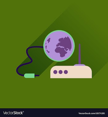 Flat icon with long shadow Wi fi modem vector image