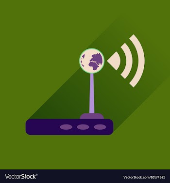 Flat icon with long shadow Wi fi modem vector image