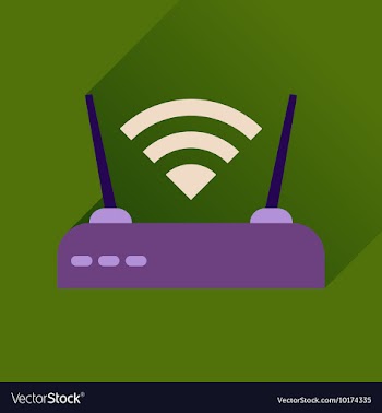 Flat icon with long shadow Wi fi modem vector image