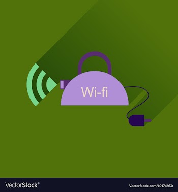 Flat icon with long shadow Wi fi modem vector image