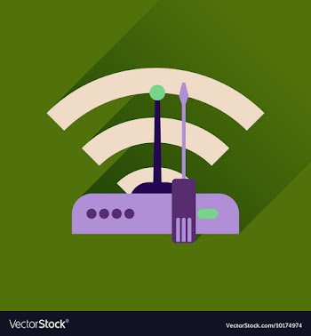 Flat icon with long shadow Wi fi modem vector image