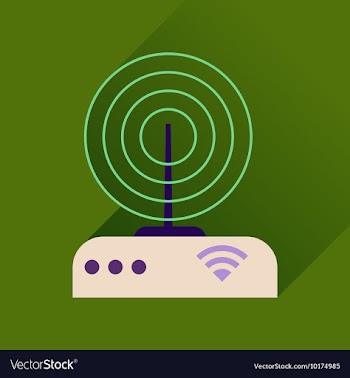 Flat icon with long shadow Wi fi modem vector image