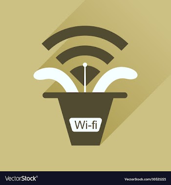Flat icon with long shadow Wi fi modem vector image