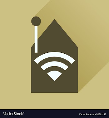 Flat icon with long shadow Wi fi modem vector image