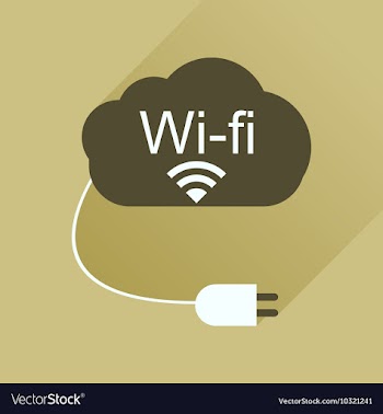 Flat icon with long shadow Wi fi modem vector image