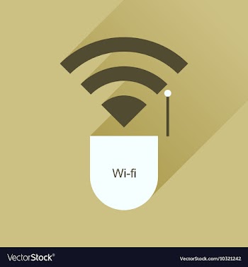 Flat icon with long shadow Wi fi modem vector image